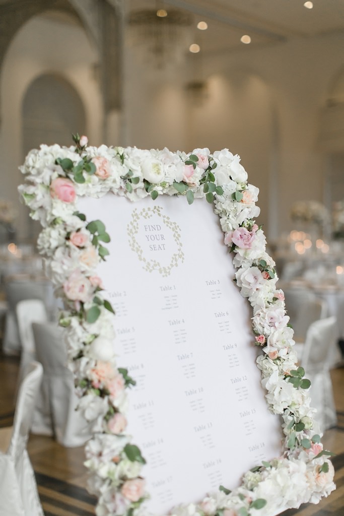 Hochzeitstischplan mit Blumenrahmen | Foto: Hanna Witte